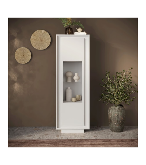 Vitrine SKY 1 porte – Blanc mat laqué